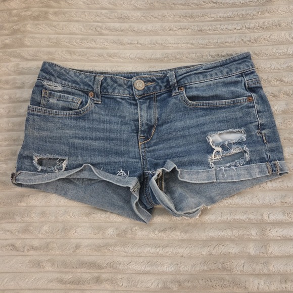 Aéropostale Pants - Aeropostale Denim Shorts Size 4 Blue Jean Distressed Ripped Cuffed Low Rise y2k